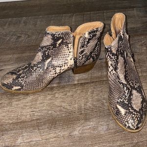 Lucky Brand snakeskin booties